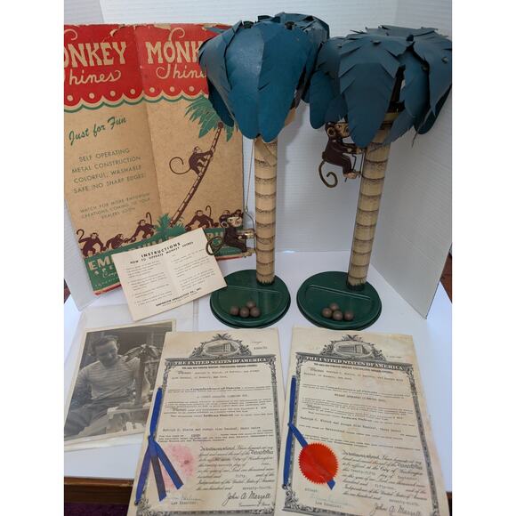 Rare 1950s Monkey Shines Climbing Toy Set with Original Patents Photos History - Picture 1 of 9